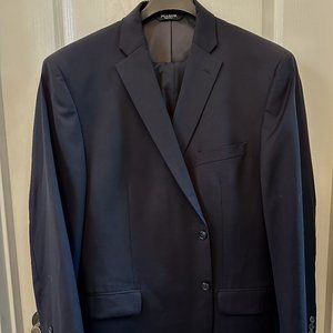 Jos. A. Bank 2 Piece Mens 100% Wool Suit 50R /40x30 Dark NAVY Blue Two Button